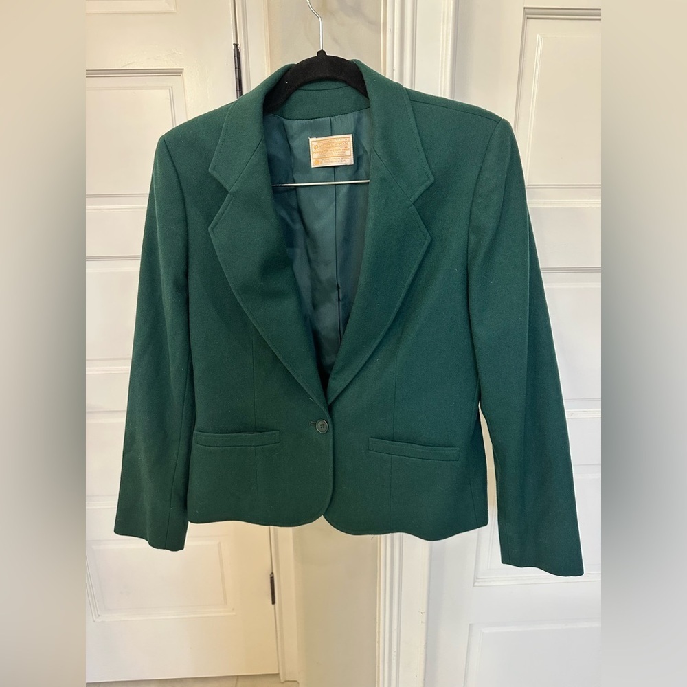 Vintage Pendleton Blazer Hunter Green 100% Virgin Wool Women's 10 Made in USA
